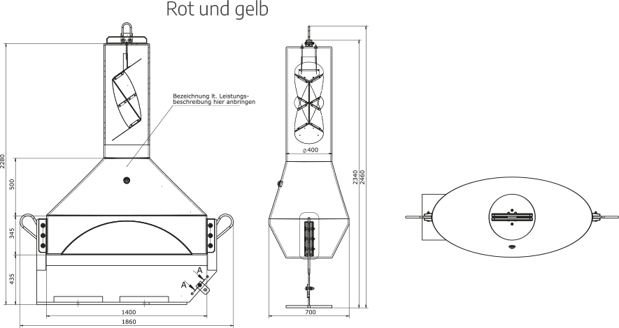 Binnentonne B7 Rot / Gelb Technische Zeichnung